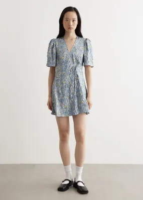 Ganni -  Crinkled Satin Mini Wrap Dress - Dress