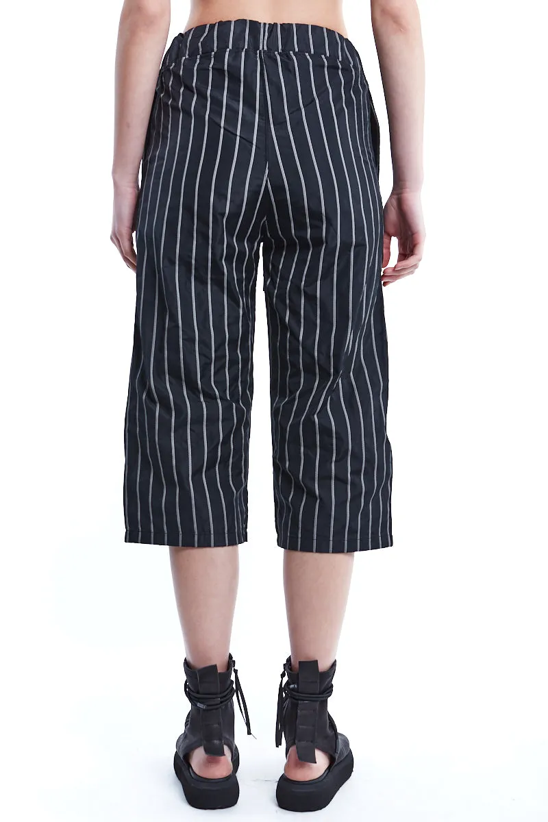 PINSTRIPE CROPPED OVERSIZE PANTS