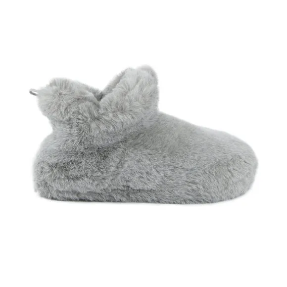 totes Faux Fur Grey Boot Slippers